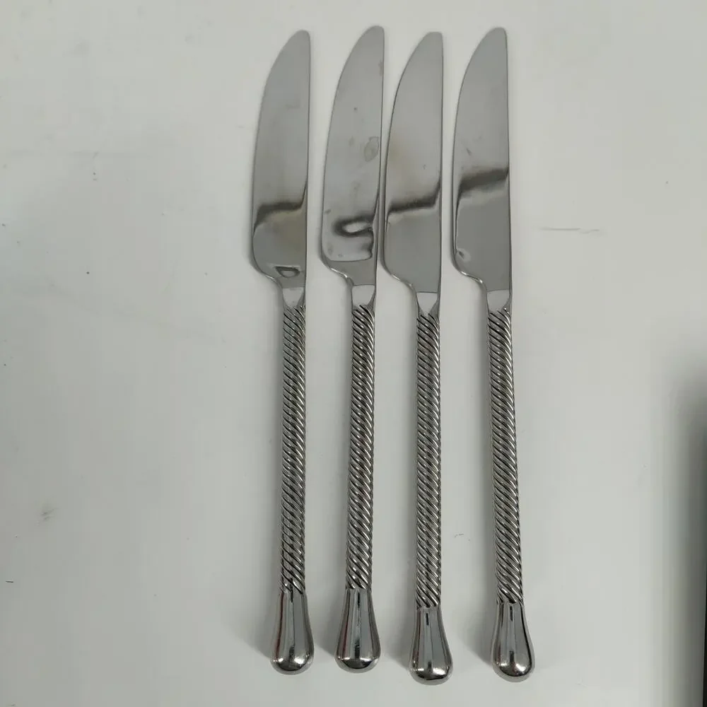 4X BK Pier 1 PII17 18/8 Stainless Twist Dinner Butter Knives